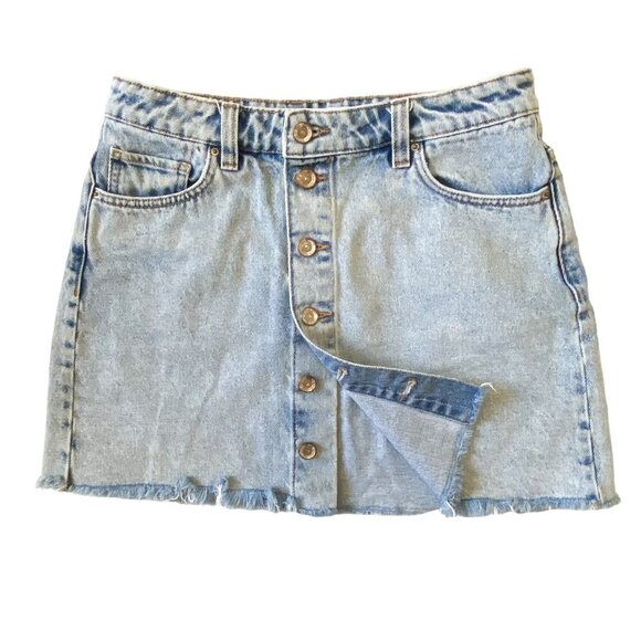 Zara Front Button Washed Denim Mini Skirt, Size S - Picture 2 of 15